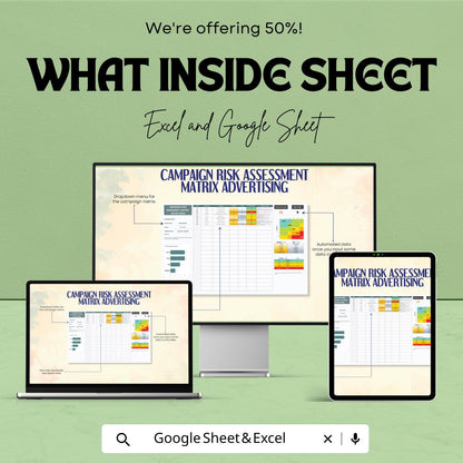 Campaign Risk Assessment Matrix Advertising Template | Excel & Google Sheets | Marketing Risk Analysis Tool | Risk Score Matrix Worksheet |