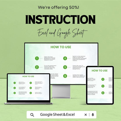 Class Assignment Tracker | Student Planner Google Sheets | Homework Tracker Template | Assignment Organizer | School Productivity Planner