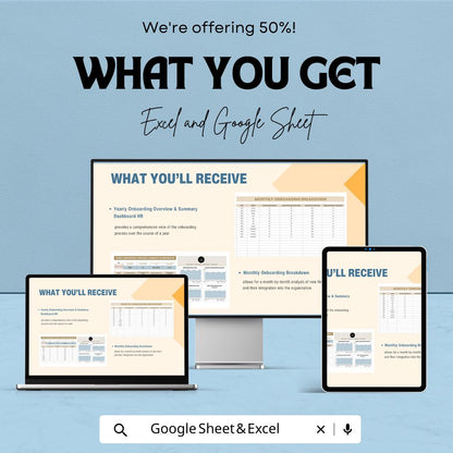 Yearly Onboarding Overview & Summary Dashboard HR Template | Employee Onboarding Tracker | HR Analytics Excel and Google Sheets