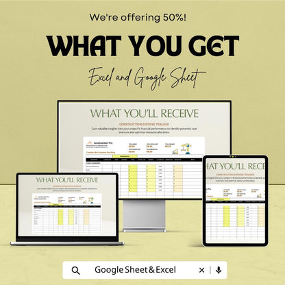 Construction Expense Tracking Template | Construction Budget Spreadsheet | Project Cost Tracker | Excel & Google Sheets | Contractor Expense