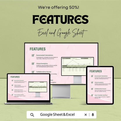 Sales Quarterly Bonus Payout Tracker Template | Excel & Google Sheets Bonus Calculator | Sales Commission Dashboard
