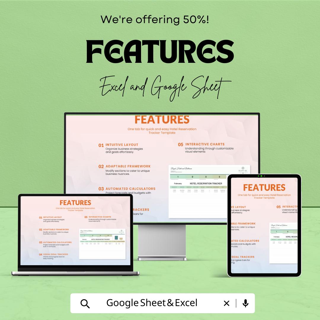 Hotel Reservation Tracker Template | Excel & Google Sheets | Booking Management Spreadsheet | Hotel Booking Log | Guest Reservation Tracker