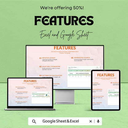 Hotel Reservation Tracker Template | Excel & Google Sheets | Booking Management Spreadsheet | Hotel Booking Log | Guest Reservation Tracker