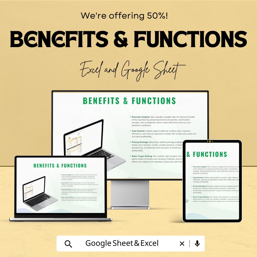 Break-Even Analysis Template | Excel & Google Sheets | Financial Planning and Profitability Tool