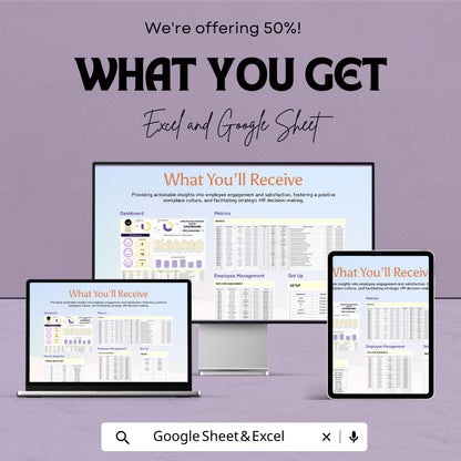 Employee Relationship Health Dashboard HR Template - Excel & Google Sheets, Track Employee Satisfaction, Engagement, HR Analytics