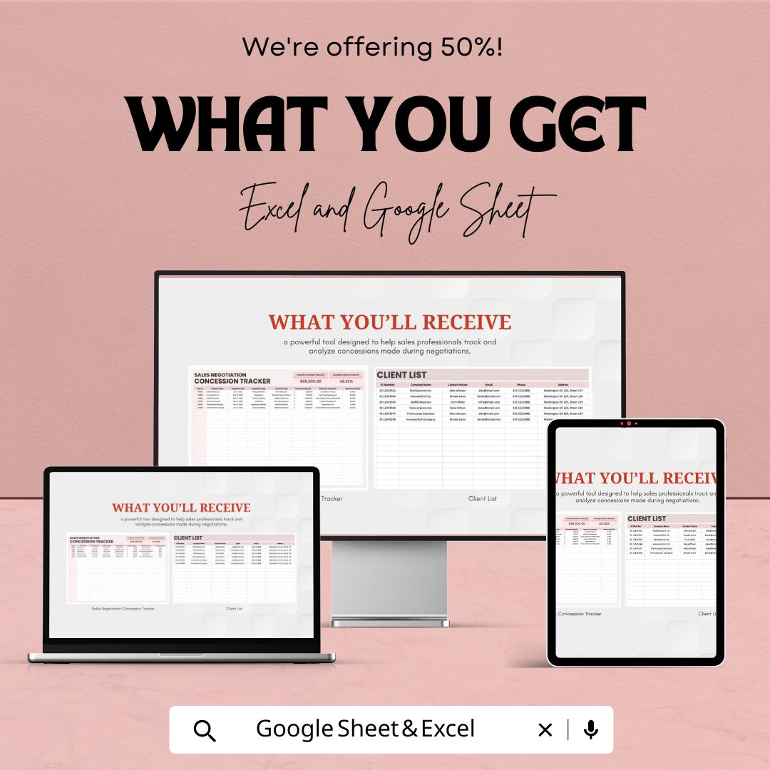 Sales Negotiation Concession Tracker Template | Deal Management Spreadsheet | Contract Tracking Tool | Digital Download