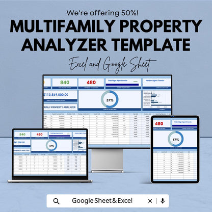 Multifamily Property Analyzer Template | Excel & Google Sheets | Real Estate Investment Calculator | Rental Property Analysis