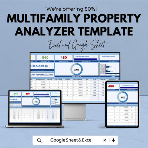 Multifamily Property Analyzer Template | Excel & Google Sheets | Real Estate Investment Calculator | Rental Property Analysis