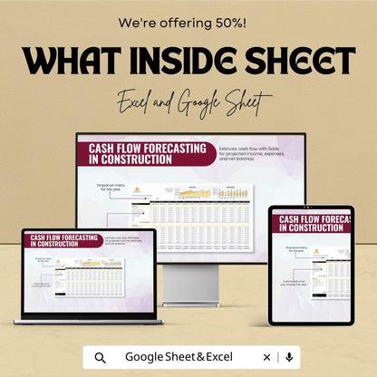 Construction Cash Flow Forecast Template | Project Cash Flow Tracker | Construction Budget Planner |  Financial Forecast