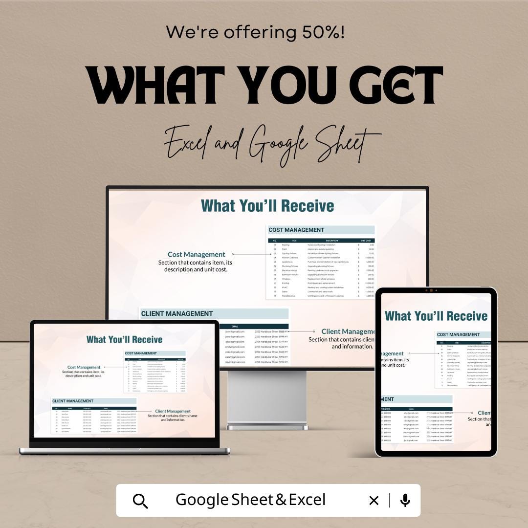Project Cost Estimate Sheet | Excel and Google Sheets | Editable Budget & Expense Estimator | Client Cost Breakdown Template