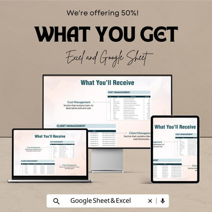 Project Cost Estimate Sheet | Excel and Google Sheets | Editable Budget & Expense Estimator | Client Cost Breakdown Template