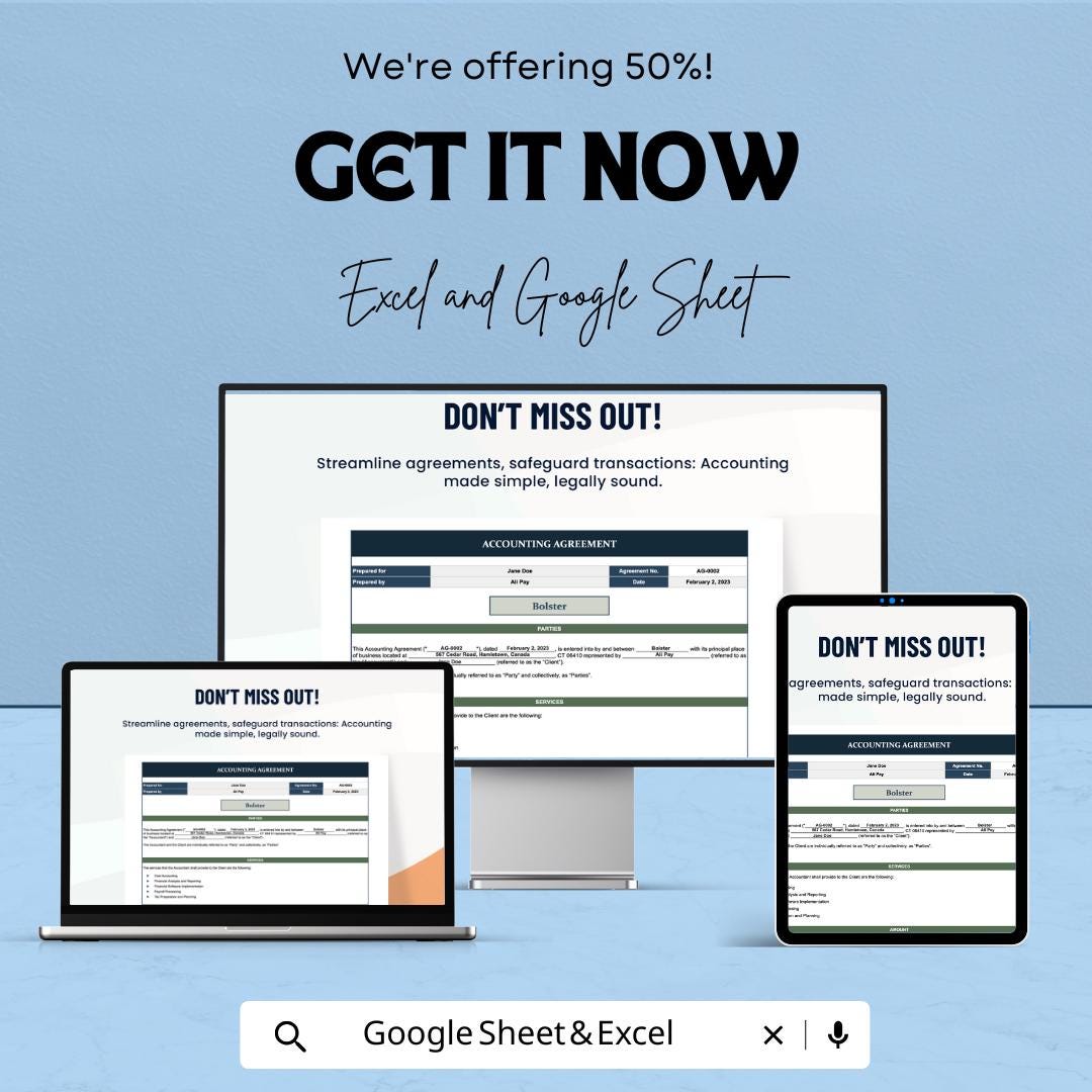 Accounting Agreement Template | Editable Accounting Contract | Service Agreement Form | Accountant Client Agreement