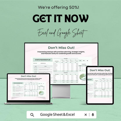 Startup Business Plan Sheet | Google Sheets | Financial Planning & Strategy Template for Entrepreneurs | Cash Flow and Expense Tracker