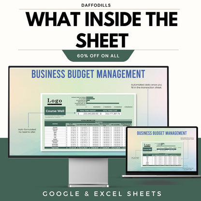 Business Budget Management Template, Company Budget Planner, Expense Tracking Sheet, Financial Management Tool, Google Sheets Excel