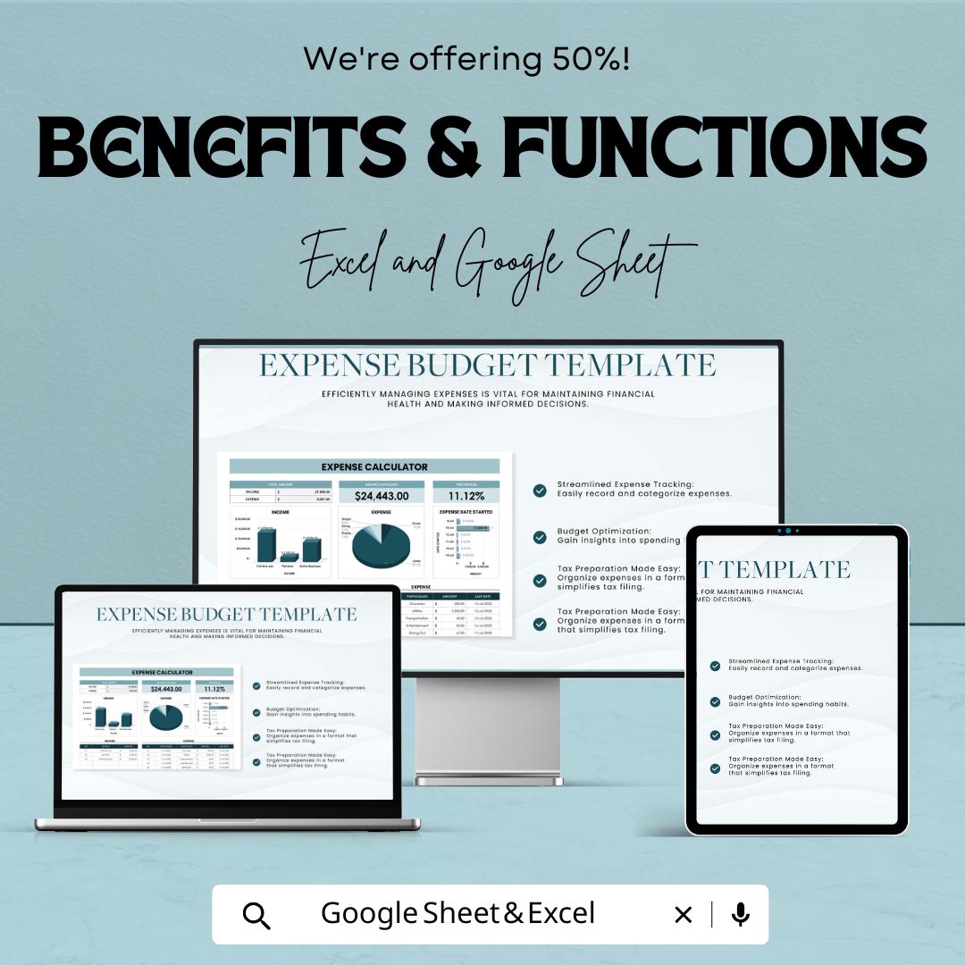 Expenses Calculator Template | Income & Expense Tracker | Budget Spreadsheet for Excel and Google Sheets