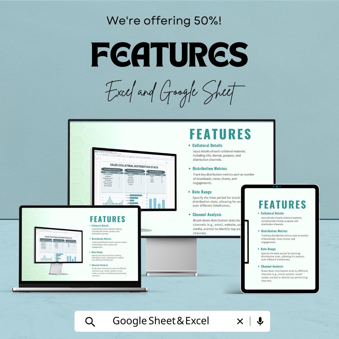 Sales Collateral Distribution Stats Template | Rep Performance Tracker | Distribution Metrics Report