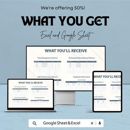 Performance Review Employee KPI Sheet | KPI Dashboard | Staff Evaluation Template | HR Google Sheet & Excel | Employee Performance Tracker