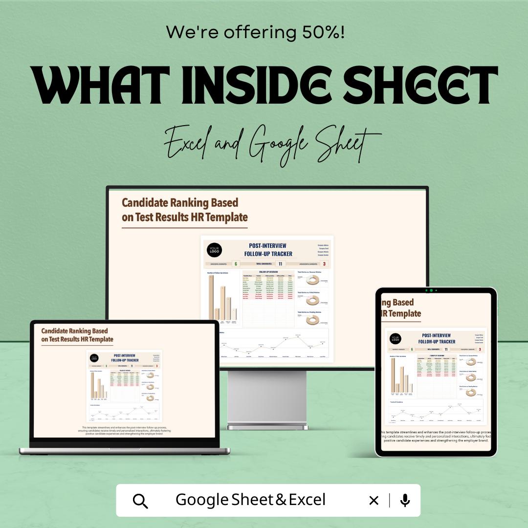 Post Interview Follow Up Tracker HR Template | Candidate Tracking Spreadsheet | Recruitment Dashboard | Hiring Follow Up Log