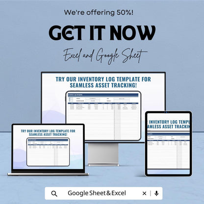 Inventory Log Template | Excel & Google Sheets Inventory Tracker | Stock Management Spreadsheet | Daily Inventory Sheet for Small Business