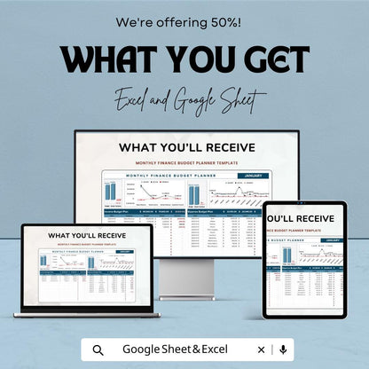 Monthly Finance Budget Planner Sheet | Track Income, Expenses, and Savings | Budget Planner for Personal Finance | Financial Tracker