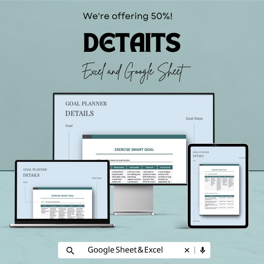 Exercise SMART Goals Template | Health Goal Tracker | Workout Progress Template | Fitness Goal Setting Sheet