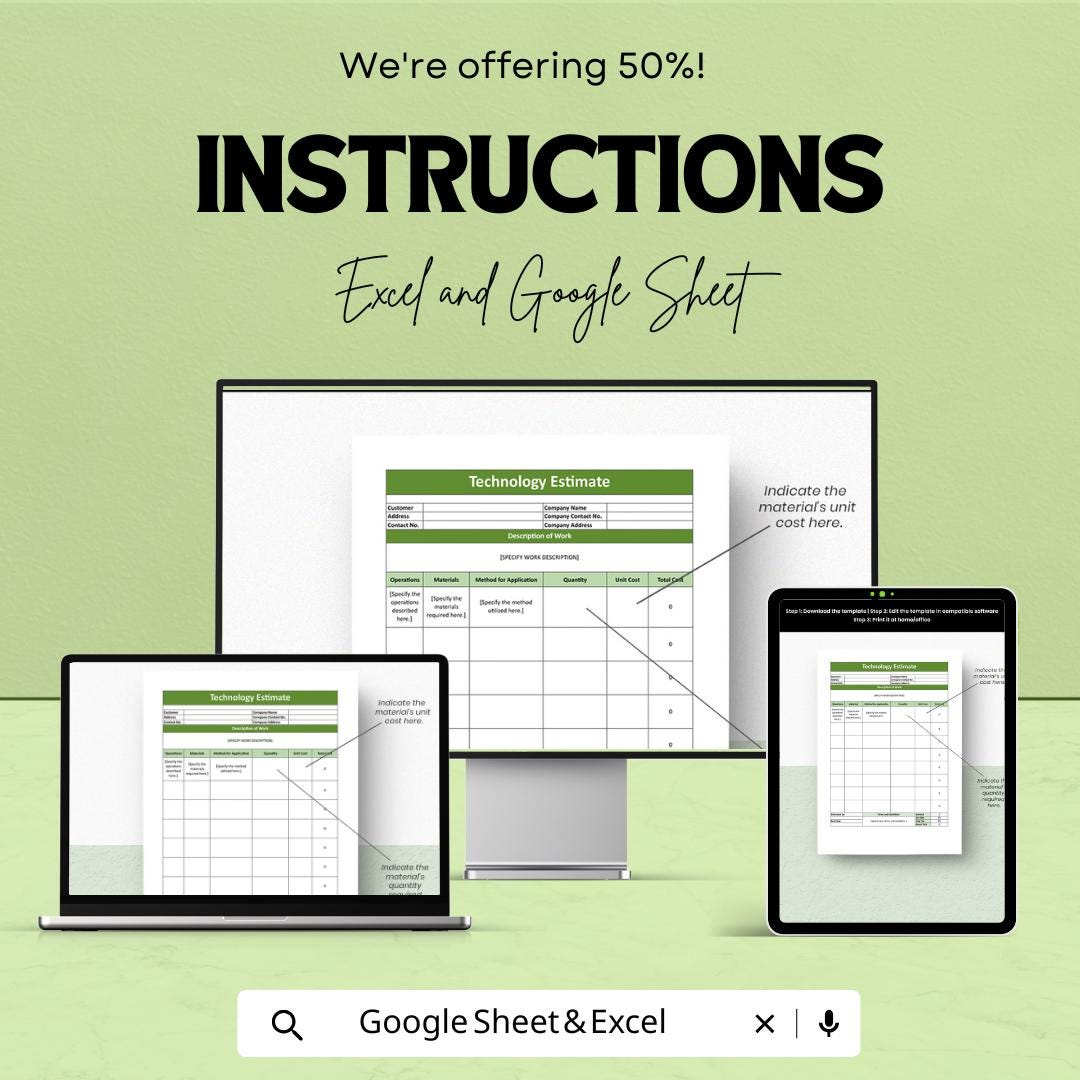 Basic Technology Estimate Sheet – Excel & Google Sheets Template for Cost Estimation, Pricing, and Project Management