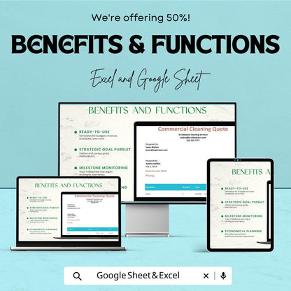 Sample Quotation Template for Cleaning Services | Excel and Google Sheets | Cleaning Quote Format | Instant Download