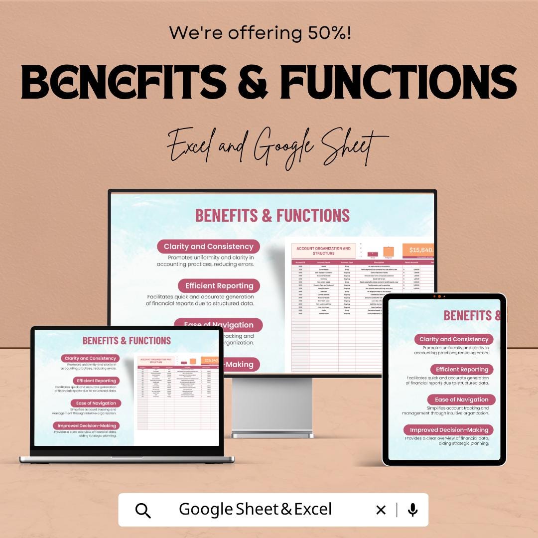 Account Organization Template | Chart of Accounts Template | Accounting Structure Spreadsheet | Financial Organization Planner