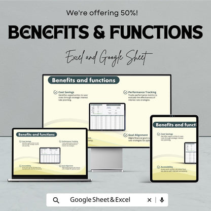 Finance Interest Rate Impact Calculator – Excel and Google Sheets Template for Loan & Investment Analysis – 50% Off