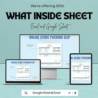 Online Store Packing Slip Template | Packing Slip Spreadsheet | Order Form Template | Shipping Slip | Small Business Tool