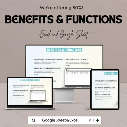 Operations Customer Contact Database Sheet | Excel and Google Sheets | Organize & Manage Customer Info | Customizable | Instant Download