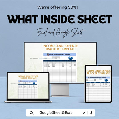 Income and Expense Tracker Template Excel Google Sheets | Budget Planner Spreadsheet | Financial Tracker | Expense Tracker | Digital Budget