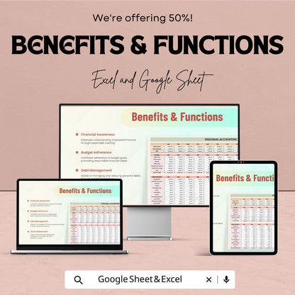 Personal Accounting Template | Budget Tracker Spreadsheet | Monthly Expense Tracker | Income & Debt Management Sheet