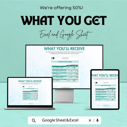 Classic Rental Ledger Template | Excel & Google Sheets | Rent Payment Tracker | Tenant Ledger | Property Management Spreadsheet