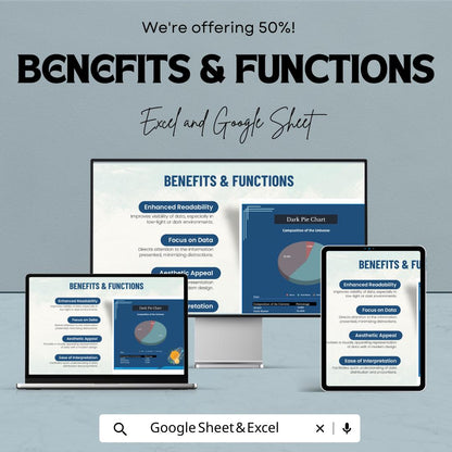 Dark Pie Chart Sheet – Stylish Template for Excel and Google Sheets | 50% Off | Customizable & Interactive
