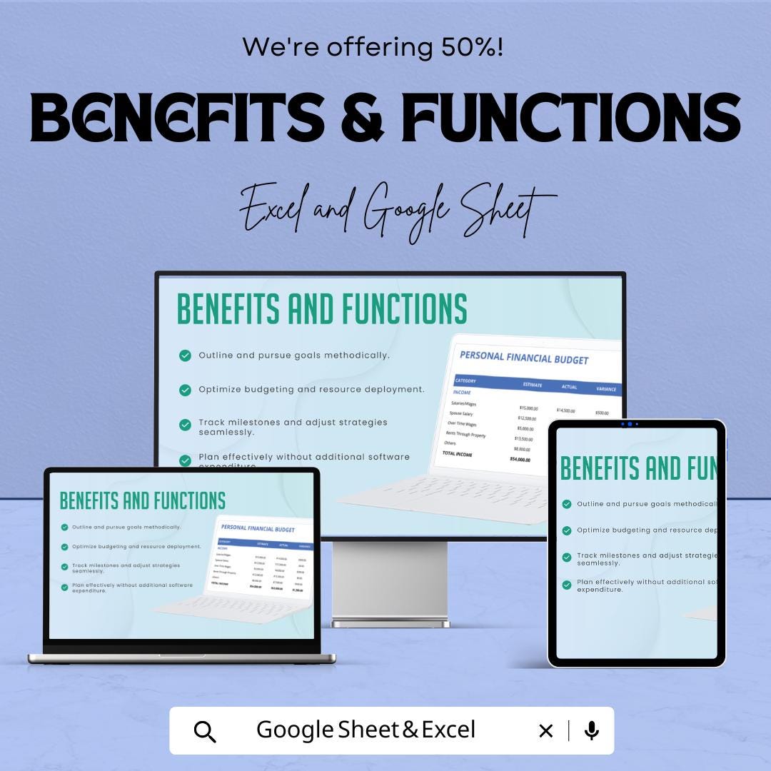 Personal Finance Budget Spreadsheet Template | Google Sheets & Excel | Track Income, Expenses, and Savings | Financial Planning Template