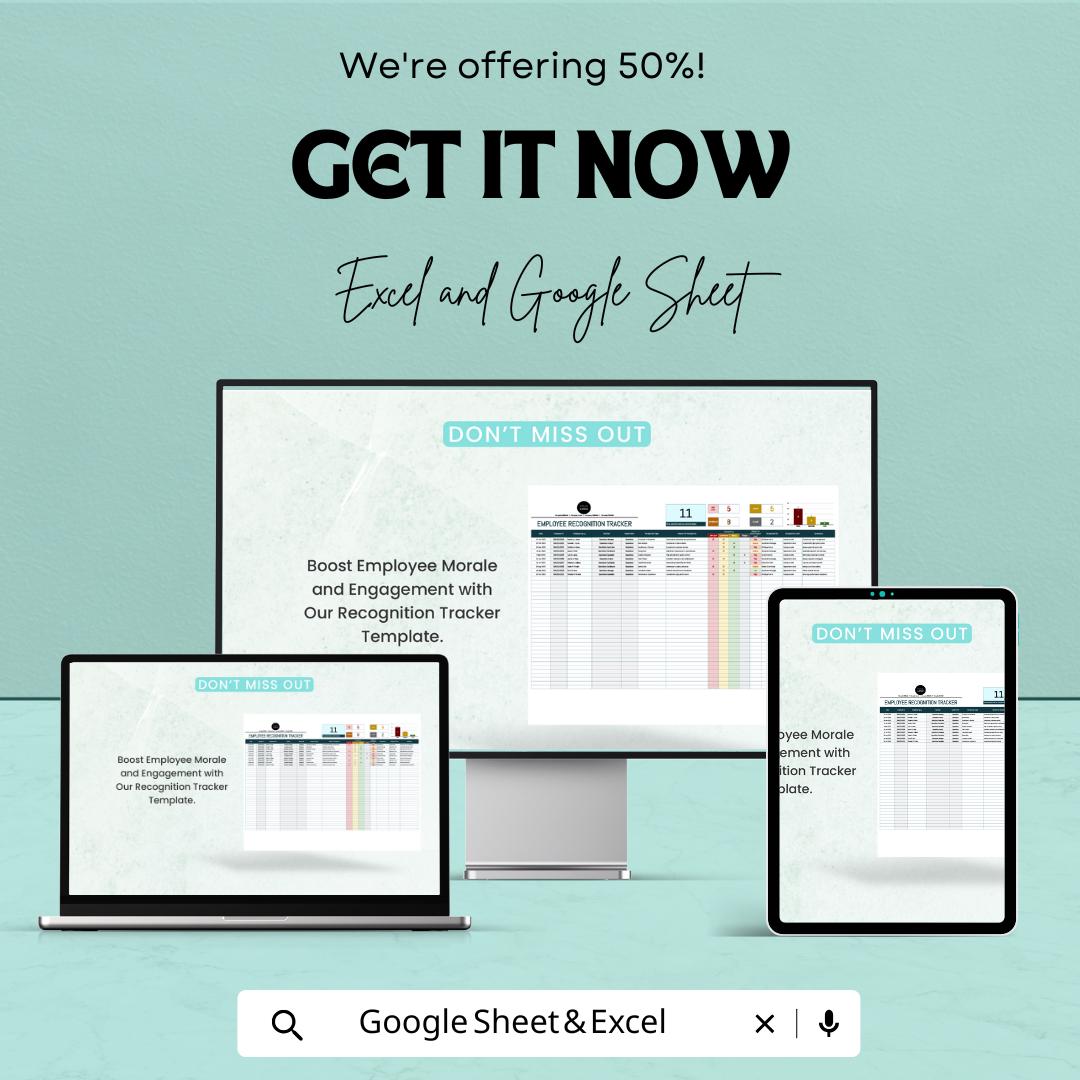 Employee Recognition Tracker Template | Operations Performance Log | Staff Appreciation Tracker | Excel & Google Sheets