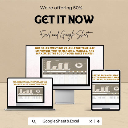 Sales Event ROI Calculator Template | Event Performance Tracker | Marketing ROI Spreadsheet | Sales Event Analysis Template