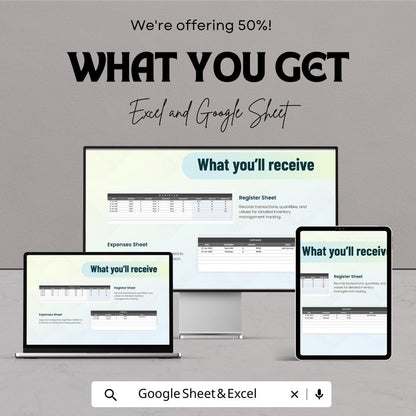 Inventory Accounting Template | Stock Tracking Spreadsheet | Inventory Management Register | Cost & Stock Control Template
