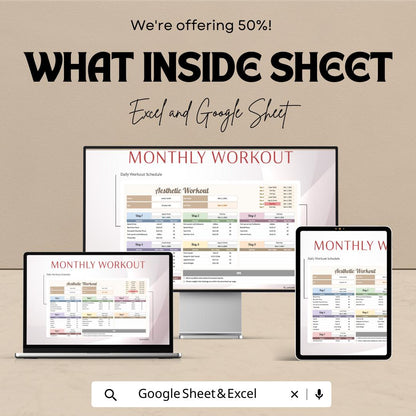 Aesthetic Workout Template | Gym Workout Planner Spreadsheet | Fitness Workout Tracker | Bodybuilding Training Plan |  Workout Log
