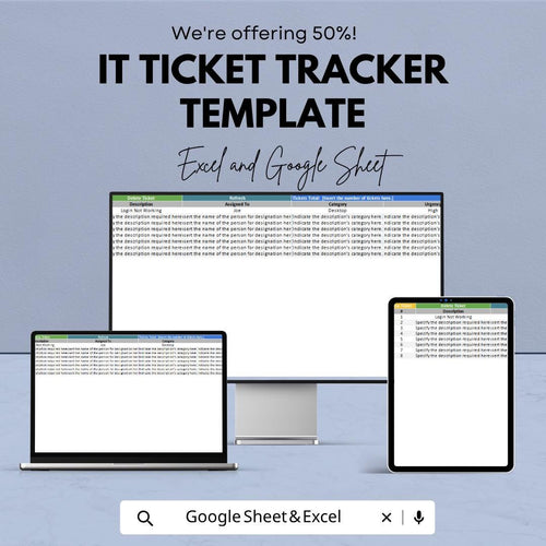 IT Ticket Tracker Template | Help Desk Ticket System Spreadsheet | IT Support Tracker | Issue Tracking Template