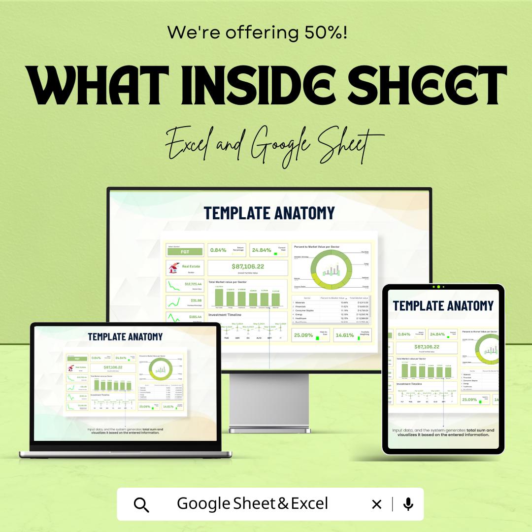 Financial Investment Portfolio Dashboard | Google Sheets Template for Investment Tracking | Portfolio Management & Performance Analysis
