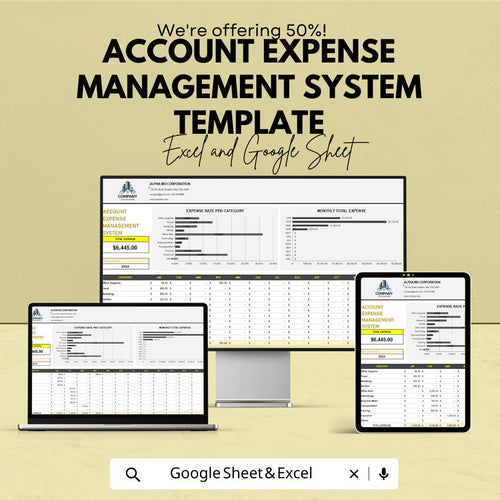Account Expense Management System Template | Expense Tracker  | Business Budget Planner | Financial Management Spreadsheet