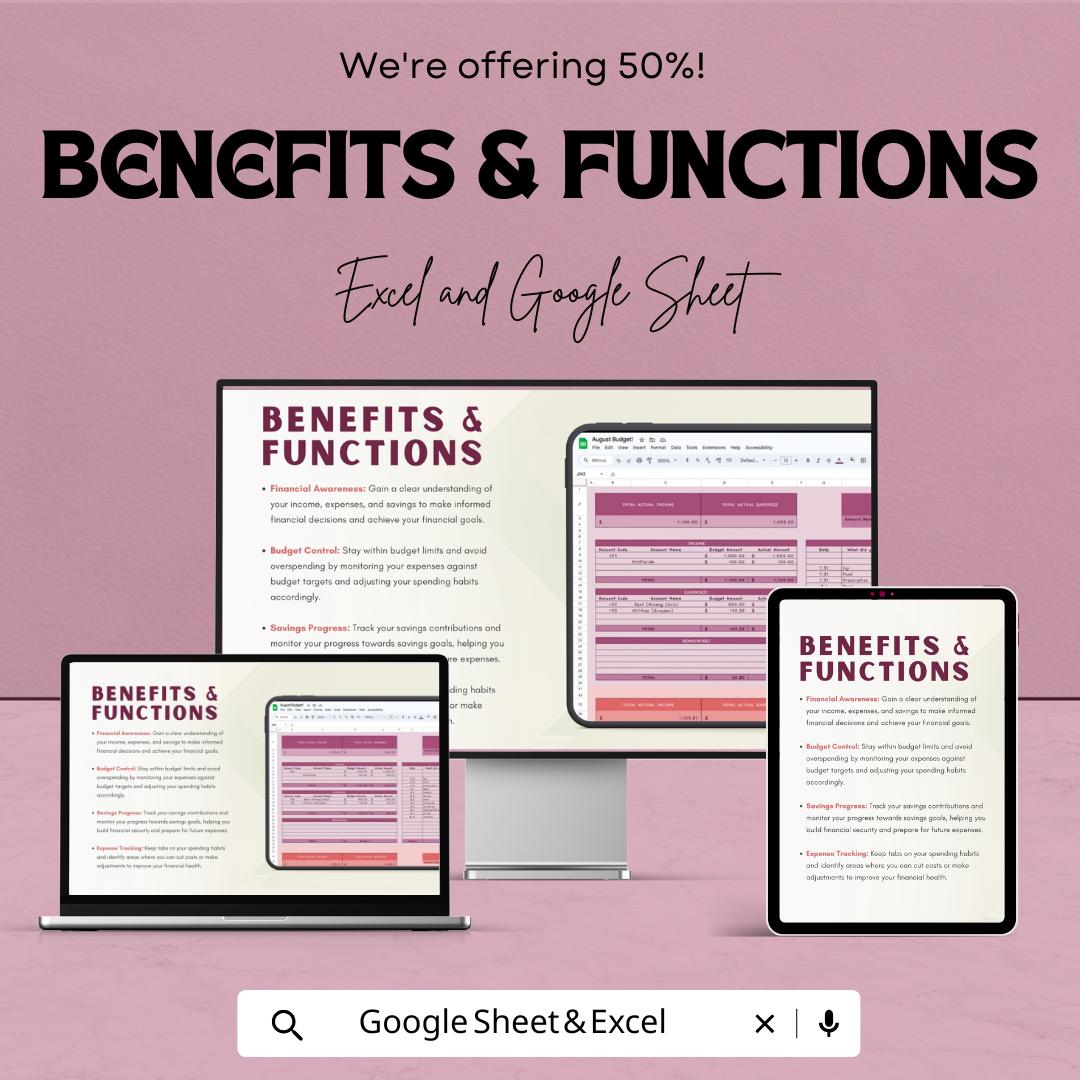 Budget Ledger Sheet - Excel & Google Sheets Template for Financial Tracking | Monthly Budget Planner, Expense Tracker, Budgeting Tool