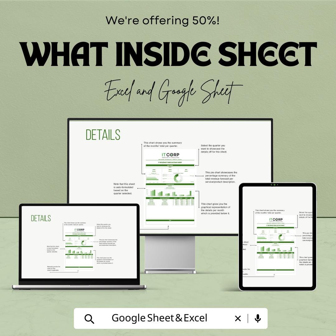 IT Revenue Forecasting Template | Revenue Forecast Sheet | Sales Forecast Planner Business Financial Forecast Tool