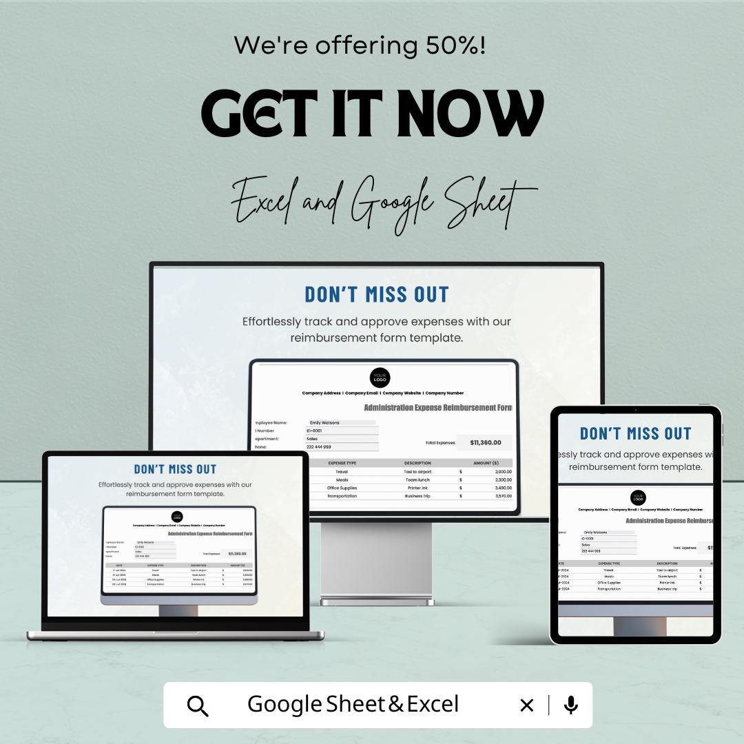 Administration Expense Reimbursement Form Sheet – Excel & Google Sheets Template for Efficient Expense Tracking