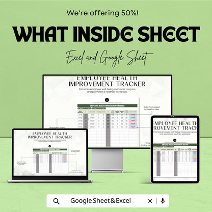 Employee Health Improvement Tracker Template | Employee Wellness Tracker Excel & Google Sheets | Workplace Health Monitoring Spreadsheet