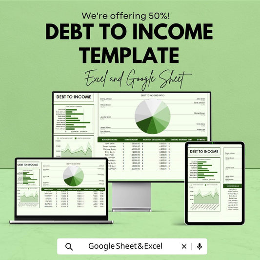 Debt to Income Template Excel & Google Sheets | DTI Calculator | Loan Ratio Spreadsheet | Personal Finance Tracker