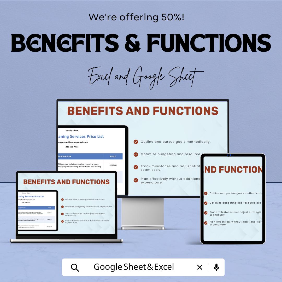 Office Cleaning Services Price List Sheet - Google Sheets Template - Professional Cleaning Service Pricing - Service & Rate Calculator