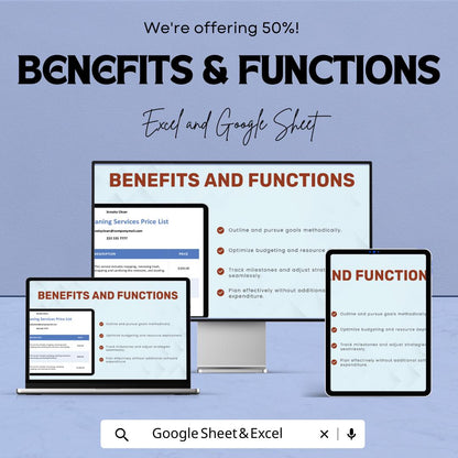 Office Cleaning Services Price List Sheet - Google Sheets Template - Professional Cleaning Service Pricing - Service & Rate Calculator
